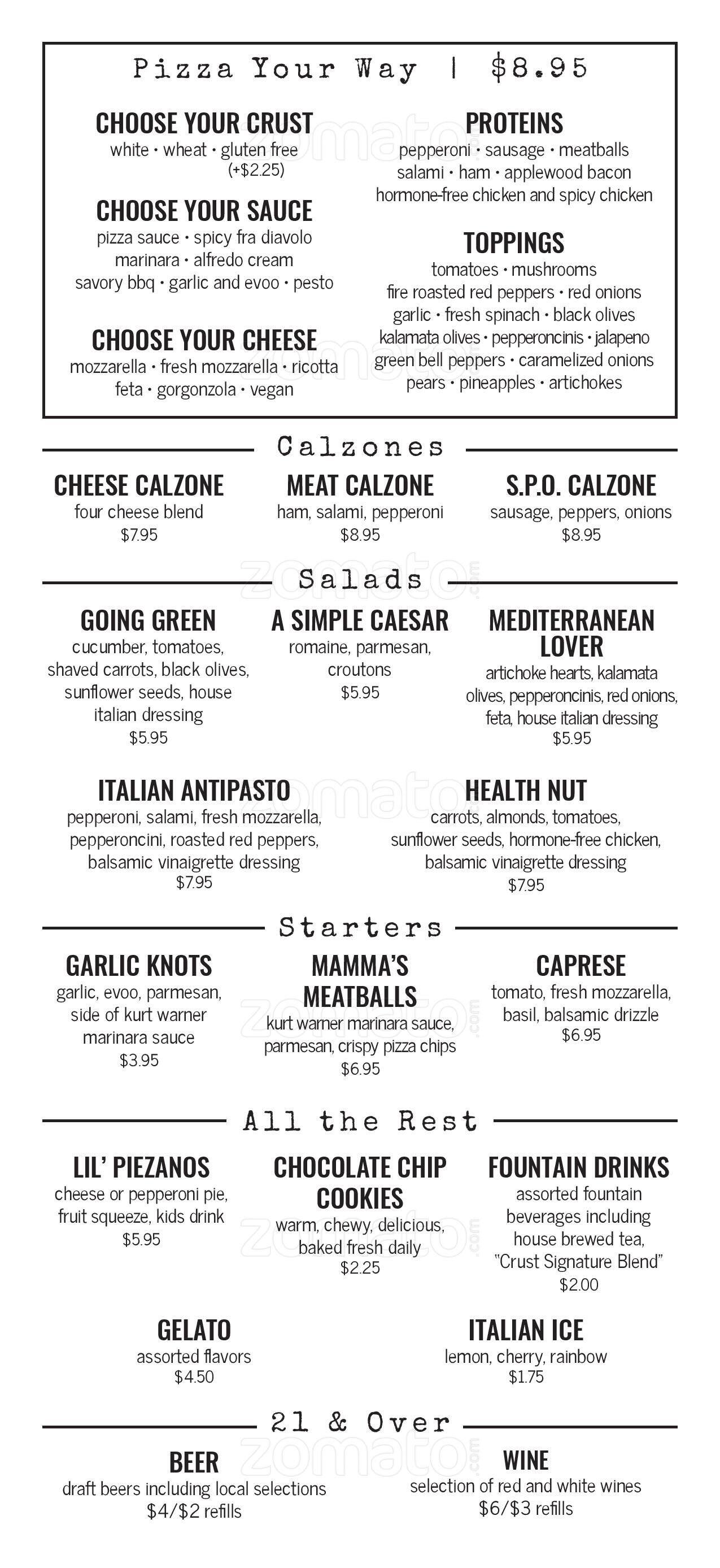 My Pie Menu, Menu for My Pie, Northeast Phoenix, Phoenix Urbanspoon