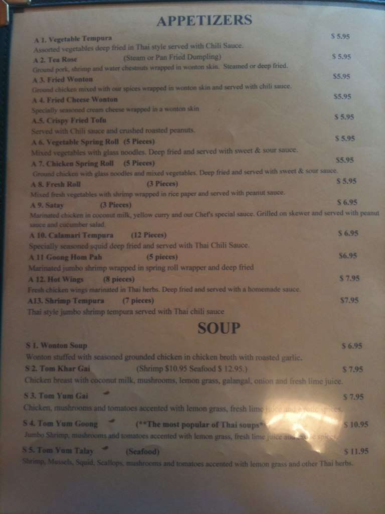Lotus Thai Restaurant Menu For Lotus Thai Restaurant Menu For