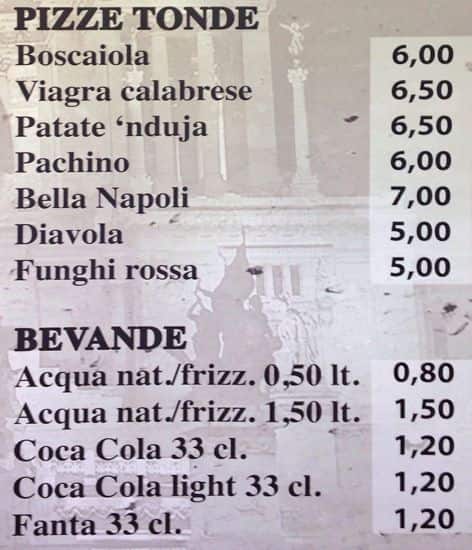 Menu di Antica Pizza Romana 