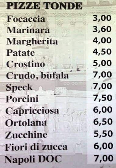 Menu di Antica Pizza Romana 