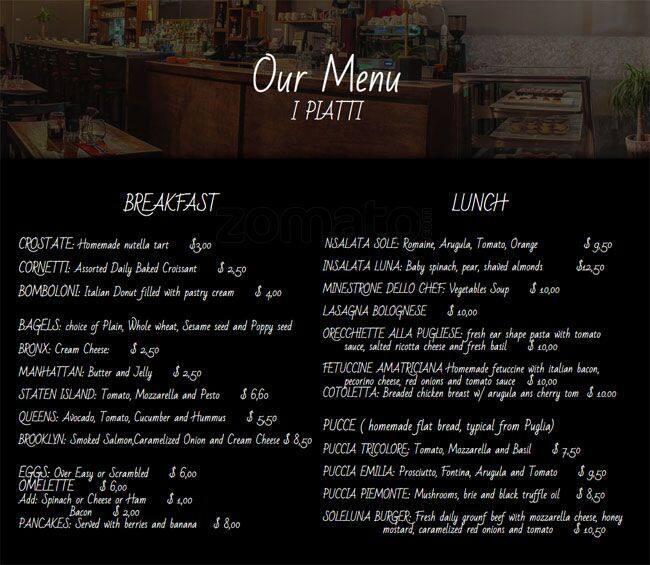 Soleluna Menu, Menu for Soleluna, Sunnyside, New York City Urbanspoon