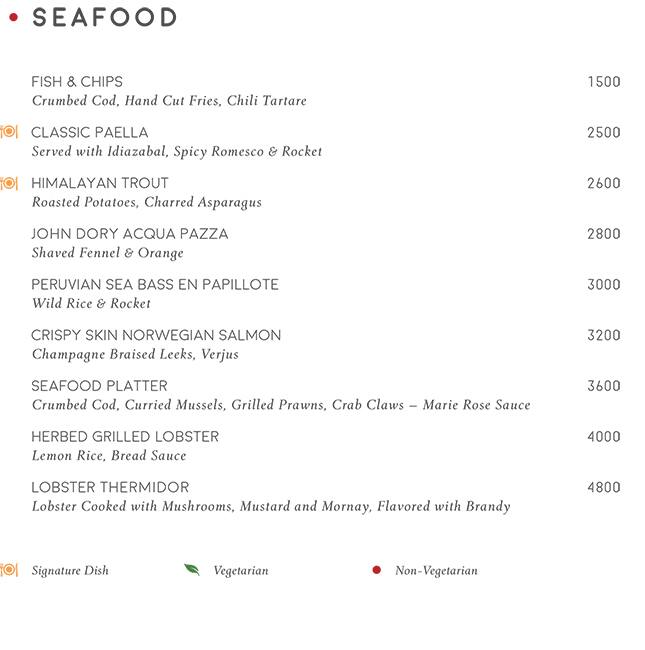 Sette Mara menu