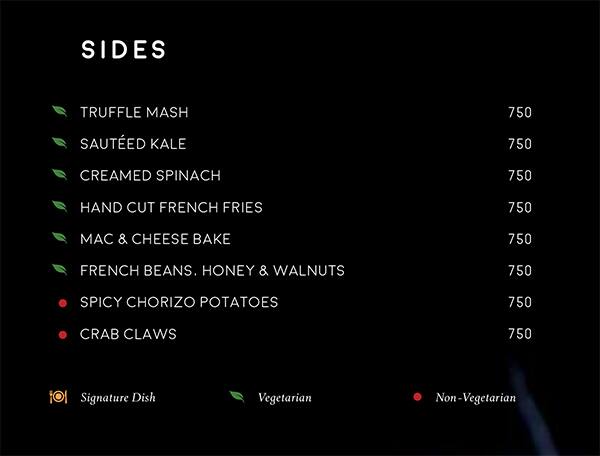 Sette Mara menu