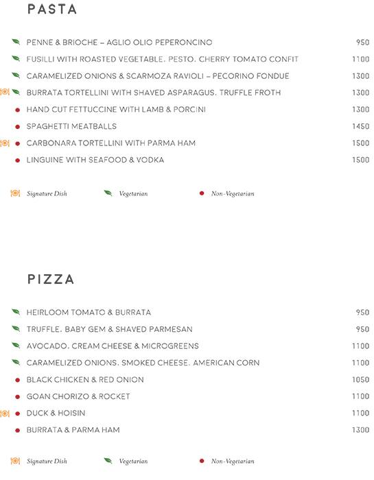 Sette Mara menu