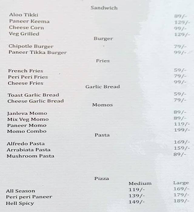 Menu Of Cafe 2024 Gomti Nagar Lucknow