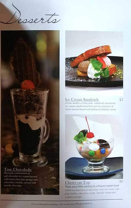 Menu at The Harvest cafe, Jakarta, Jl. Arteri Pondok Indah no. 38E