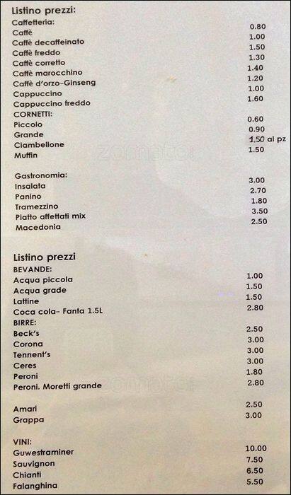 Menu di Arte Caffè 