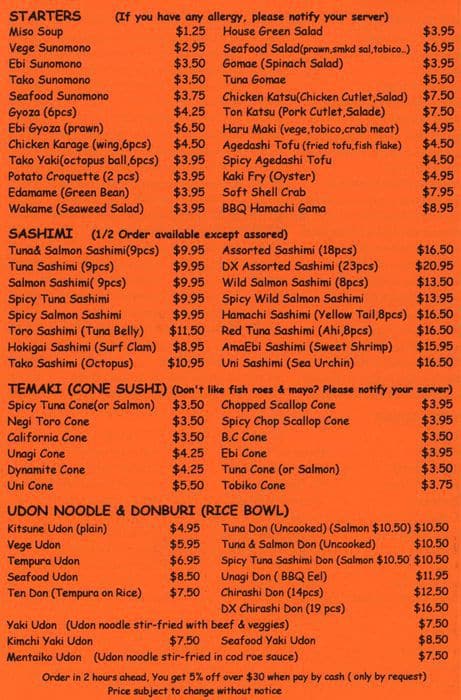 sushi garden menu with prices