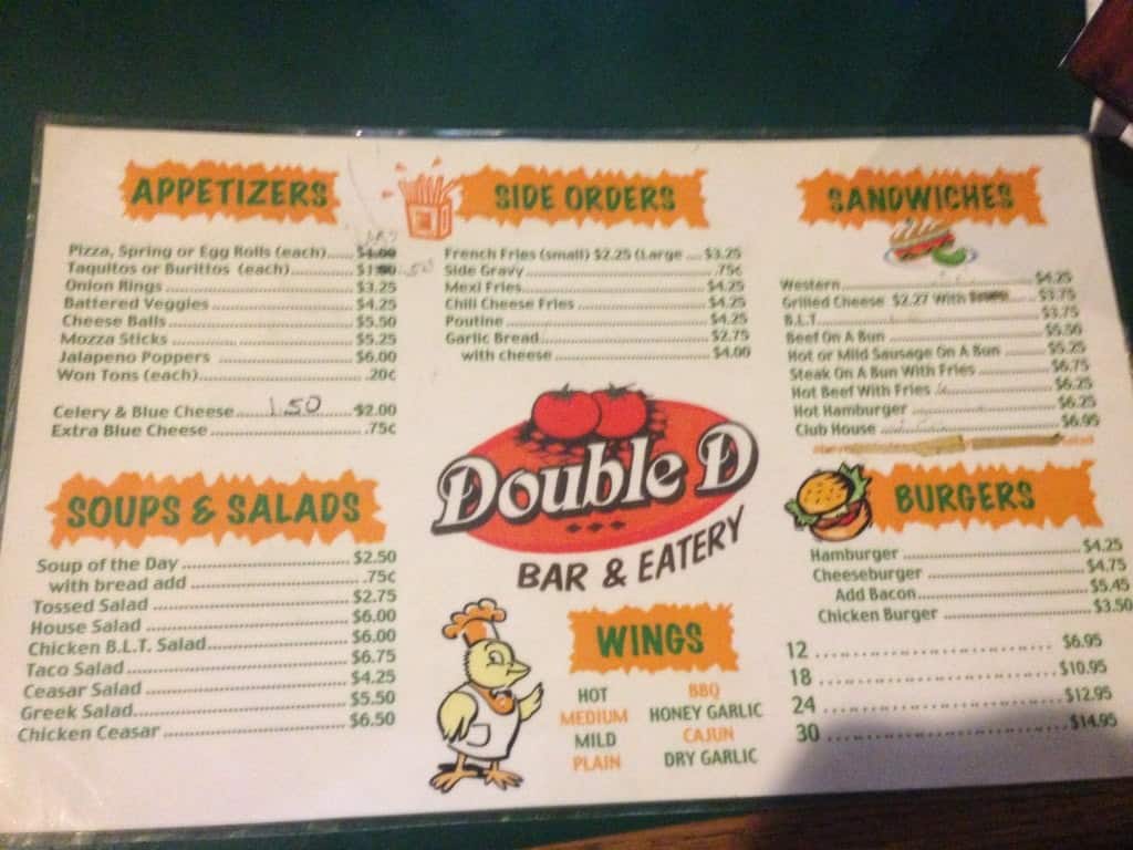Double D Bar & Eatery Menu - Urbanspoon/Zomato