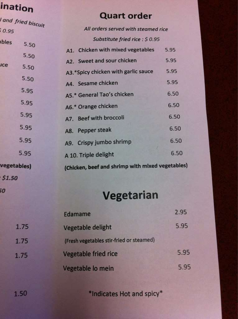 Menu at Chinese Wok restaurant, Houston, Scarsdale Blvd