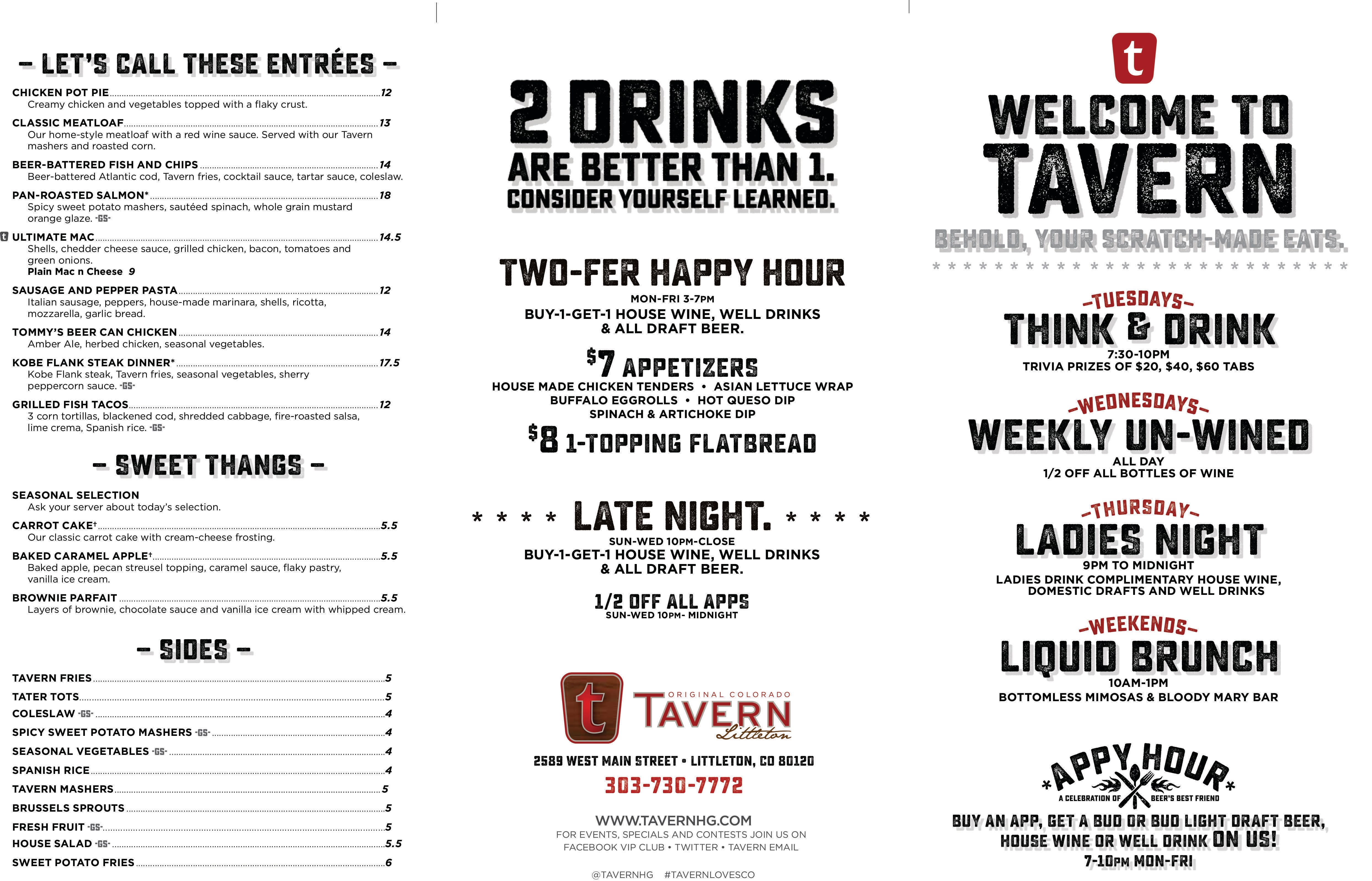 Tavern Menu, Menu For Tavern, Littleton, Denver - Urbanspoon Zomato