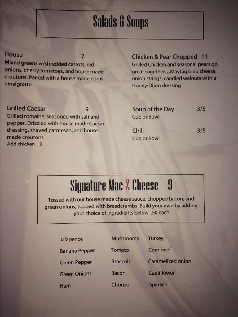 Bar Zia Menu, Menu for Bar Zia, Downtown Minneapolis, Twin Cities