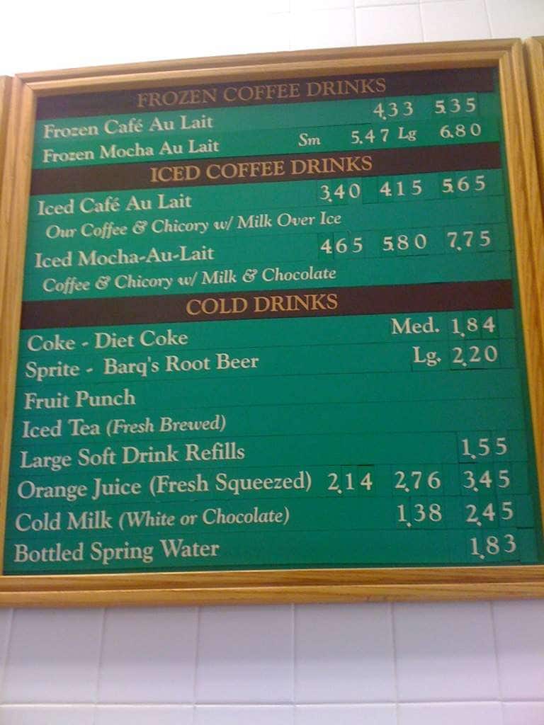 Menu at Cafe Du Monde Covington, Covington