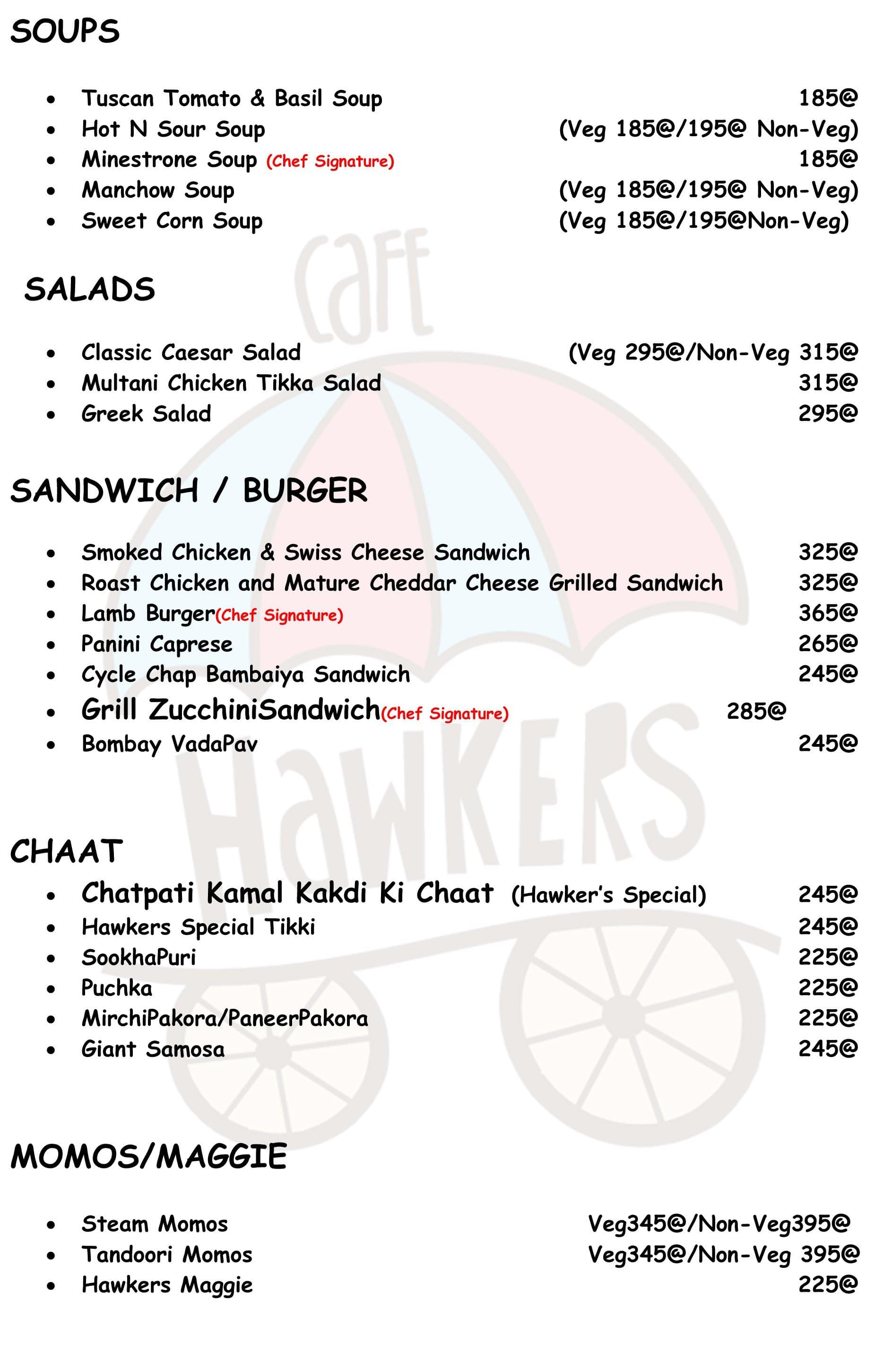 Cafe Hawkers Menu, Menu for Cafe Hawkers, Sector 31, Noida Zomato