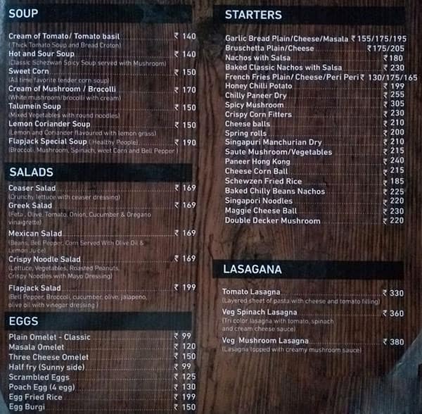 Menu of FlapJack, Vaishali Nagar, Jaipur
