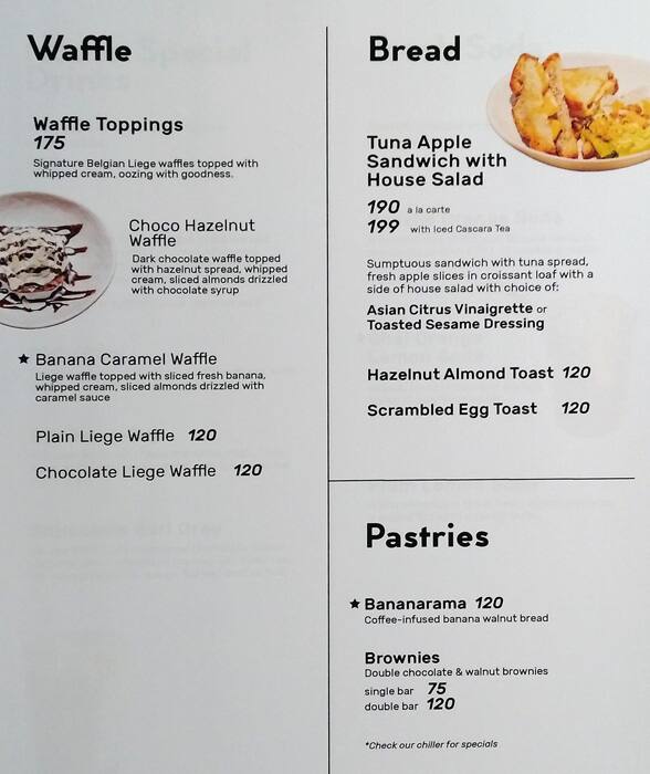 Menu for The Den, Binondo, Manila