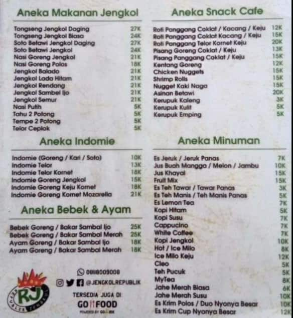 Republik Jengkol Menu, Menu for Republik Jengkol, Kramat Jati, Jakarta ...