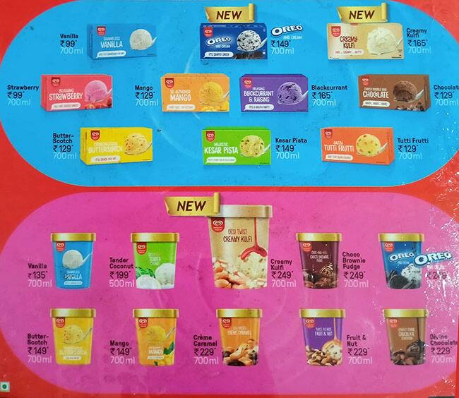 Menu of Kwality Wall’s Frozen Dessert and Ice Cream Shop, Chinchwad, Pune