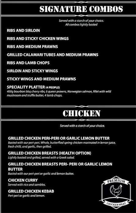 Trumps Grillhouse and Butchery menu