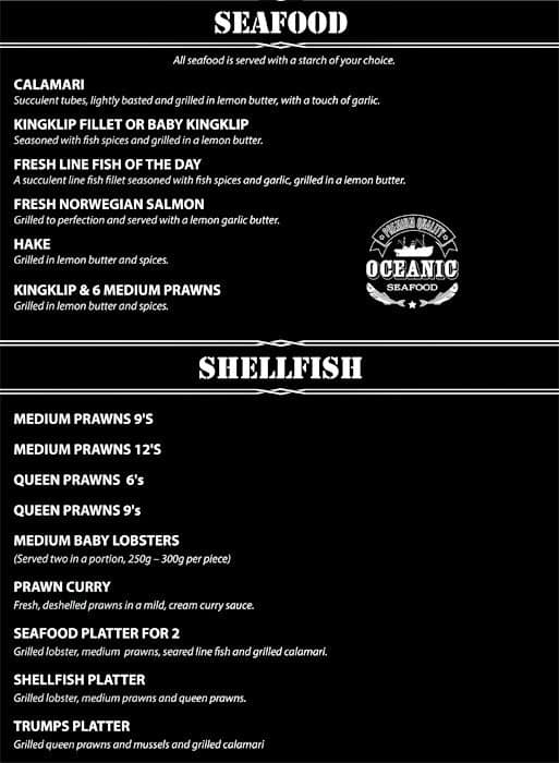 Trumps Grillhouse and Butchery menu