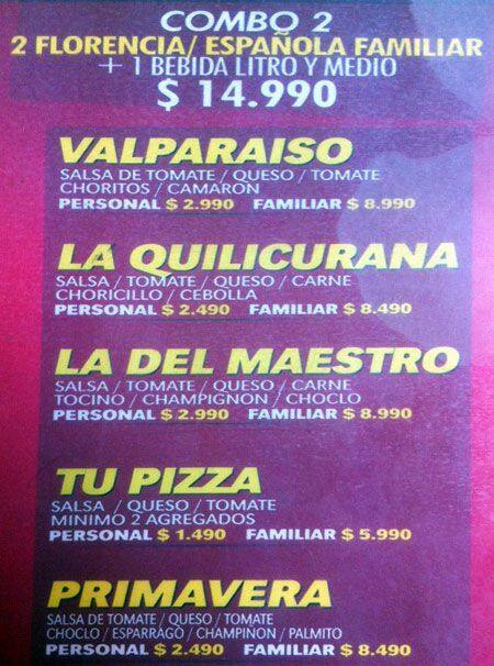 Florencia menu