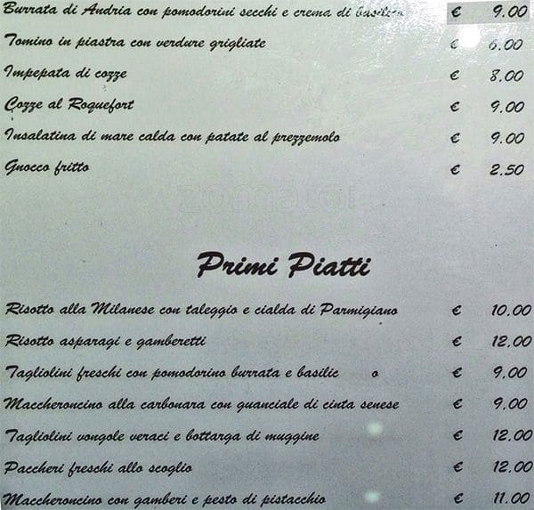 Menu di Enoteca Boscogrosso 