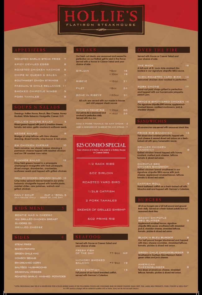 Hollie's Flatiron Steakhouse Menu Urbanspoon/Zomato