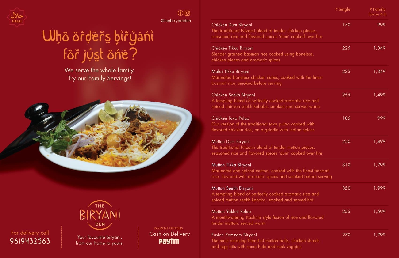 The Biryani Den Menu, Menu for The Biryani Den, Mazgaon, Mumbai Zomato
