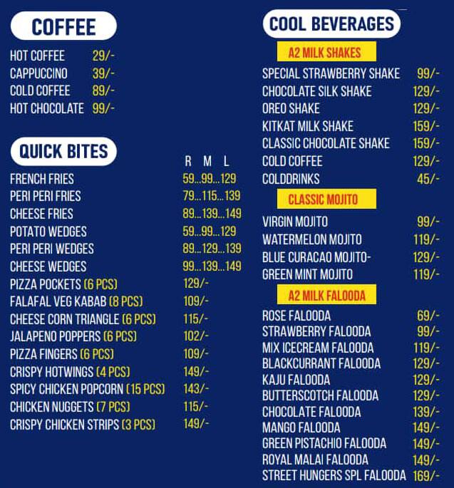 Menu of Street Hungers Cafe And Cakes, Kharghar, Navi Mumbai