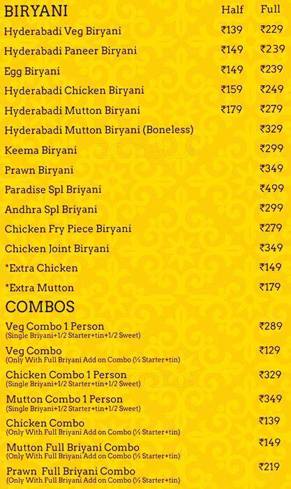 Bikkgane Biryani by Biryani Paradise Menu - Zomato