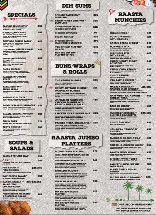 Raasta Delhi menu