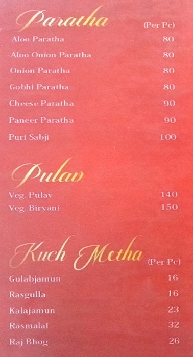 Gwaliya fast food menu