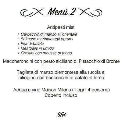Menu di Maison Milano 