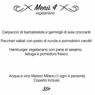 Menu di Maison Milano 