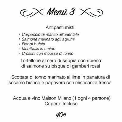 Menu di Maison Milano 