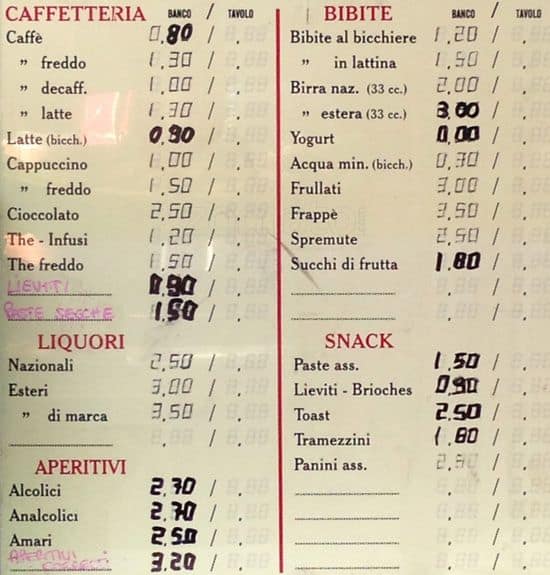 Menu di Il Tempio Del Caffé 