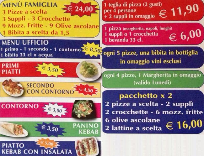Menu di Pizza Matta 