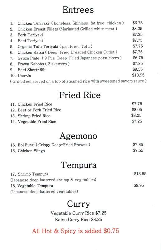 Carta de Miako Teriyaki