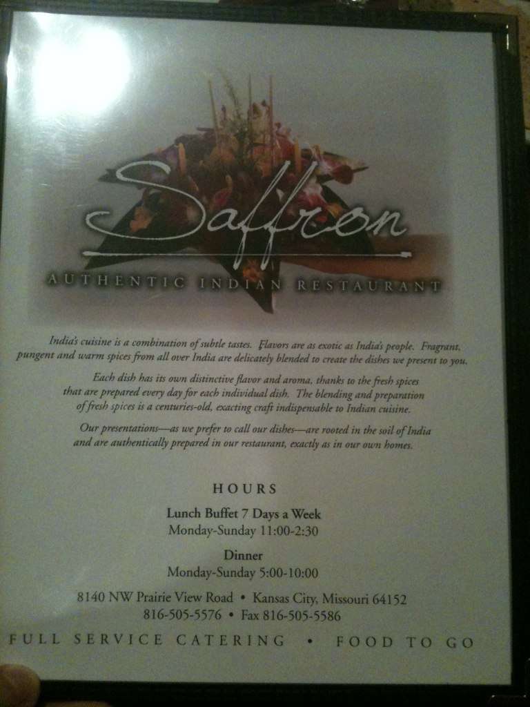 Saffron Indian Restaurant Menu Urbanspoon/Zomato