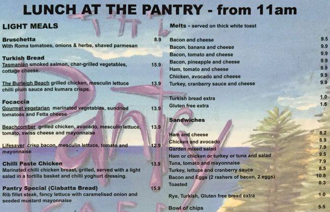 The Pantry Menu Menu For The Pantry Burleigh Heads Gold Coast