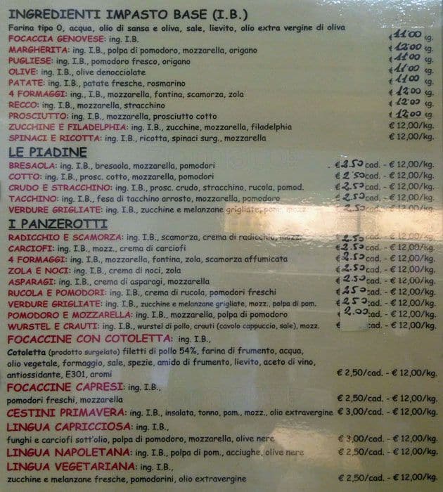 Menu di Il Pane della Ripa 