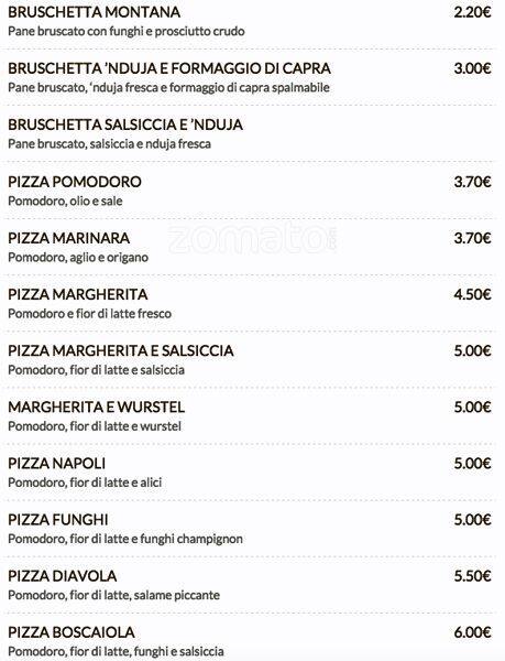 Menu di Ristorante Pizzeria 'nduja Bufala e Pachino 