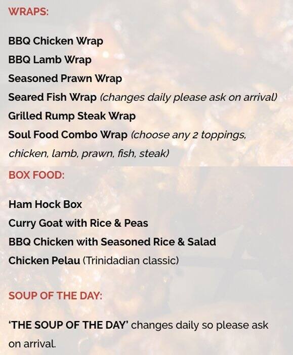 Soul Food menu