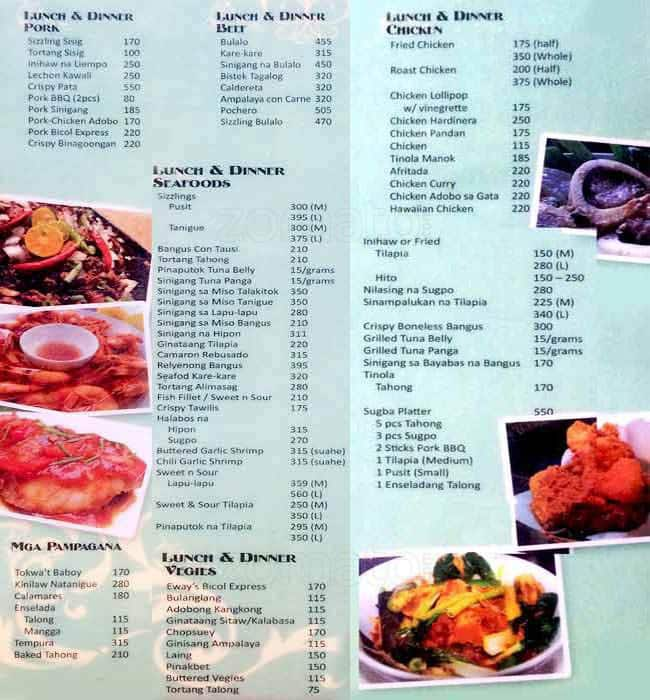 Eway's Grill Menu, Menu for Eway's Grill, Tagaytay City, Tagaytay City ...