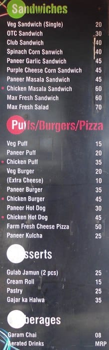 Max Foods menu