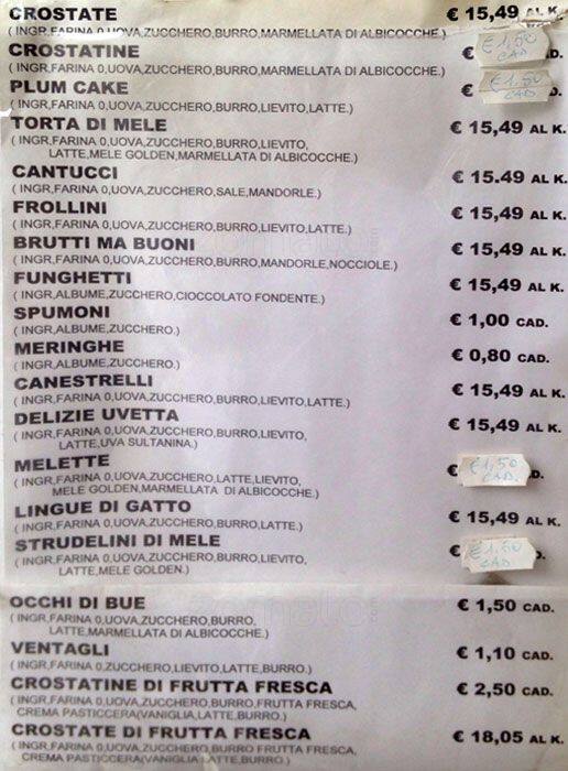 Menu di Posteria dell'Isola 