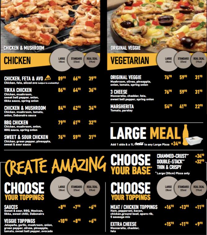 Speisekarte von Debonairs Pizza,