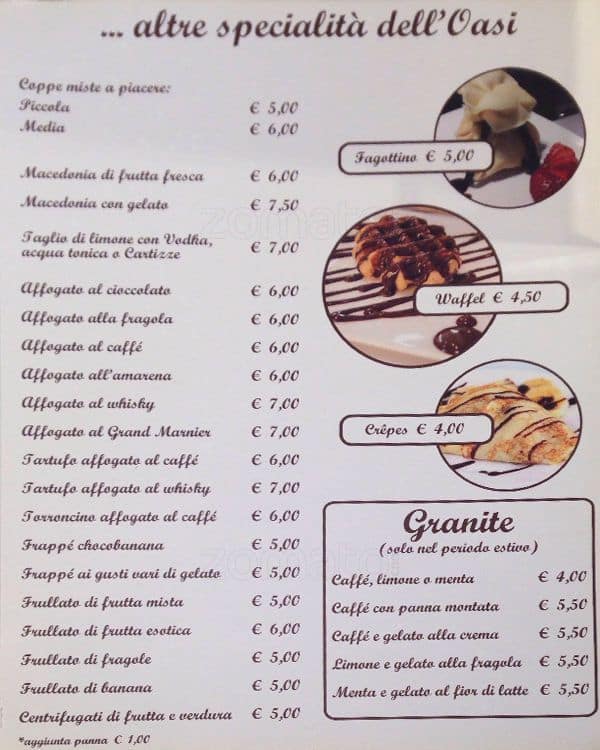 Menu di Gelateria Oasi 