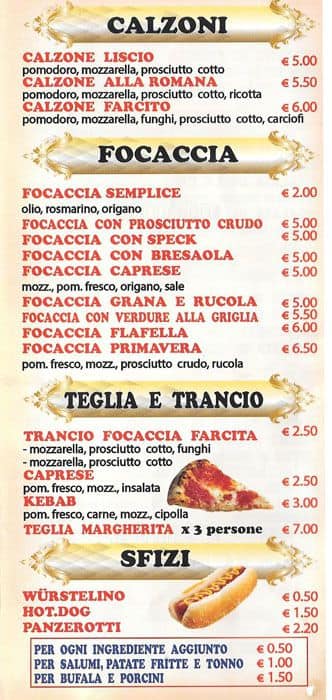 Menu di C'è pizza per te 