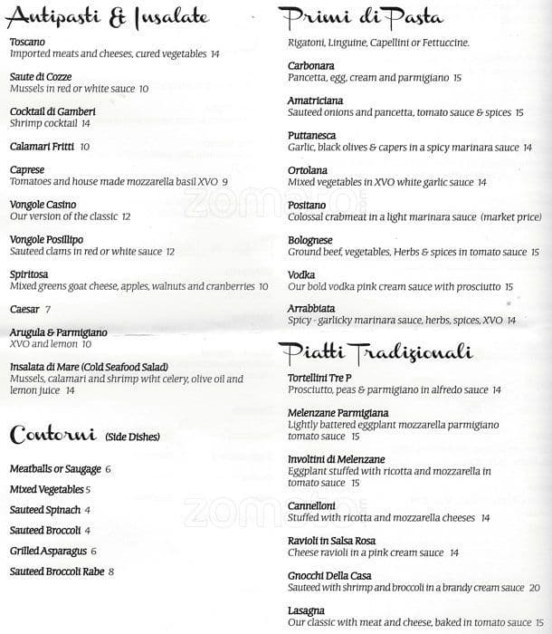 Menu at Non Solo Pasta pizzeria, Morrisville